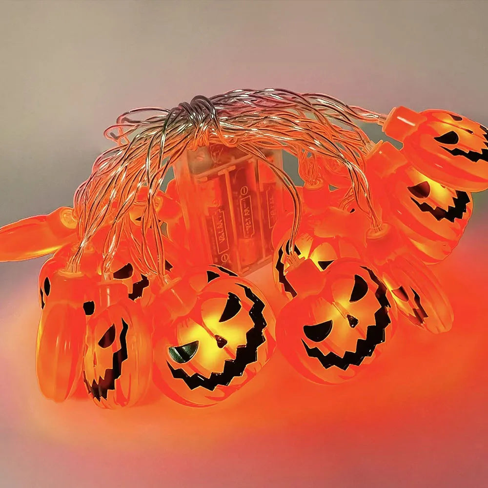 Halloween LED String Lights with Pumpkin, Ghost & Spider Web Designs