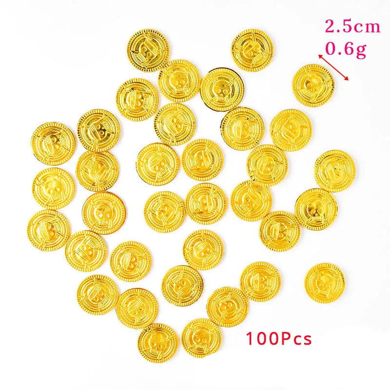 Plastic Pirate Gold Coins for Treasure Hunts & Party Favors