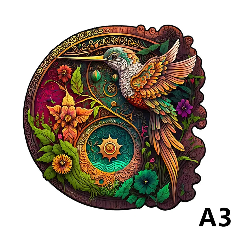 Wooden Animal Puzzle 3D Adult Peacock Bird Fox Jigsaw