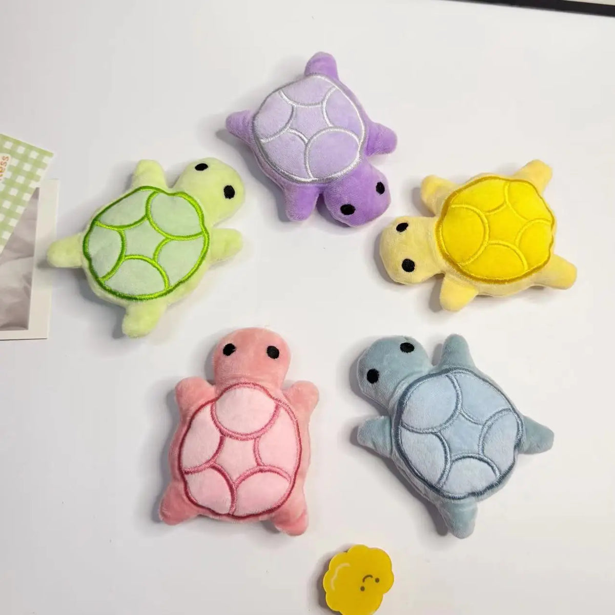 Mini Turtle Plush Dog Toy with Squeaker, 10cm