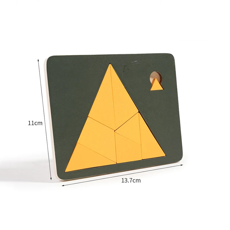 Wooden Geometric Puzzle – Tangram Pattern Blocks Brain Teaser