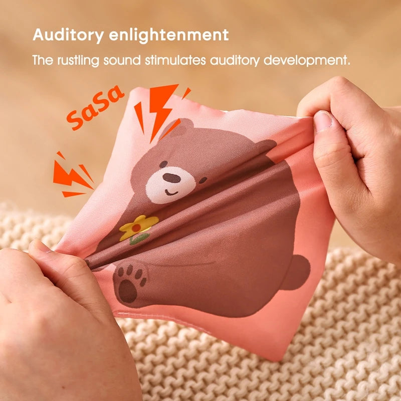 Montessori Tissue Box Sensory Toy – Soft Cloth Activity Cube