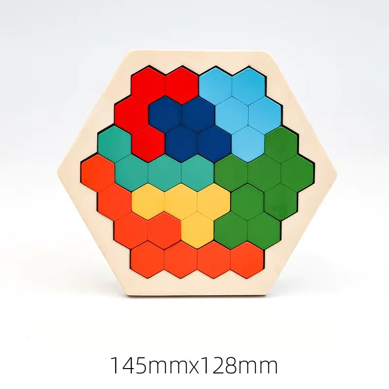 Wooden Tangram Puzzle – Colorful 3D Brain Teaser Blocks
